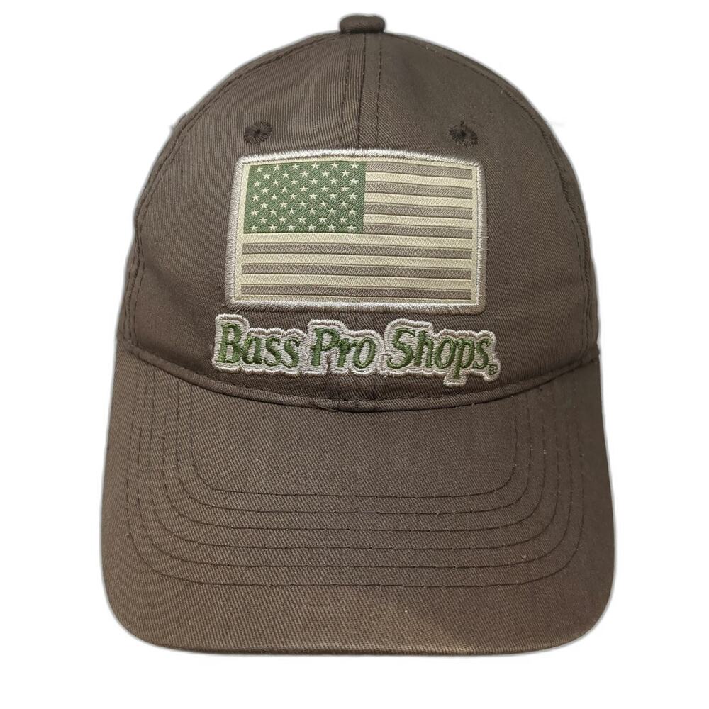 Bass Pro Shops Snapback Brown One Size Embroidered American Flag Logo Hat